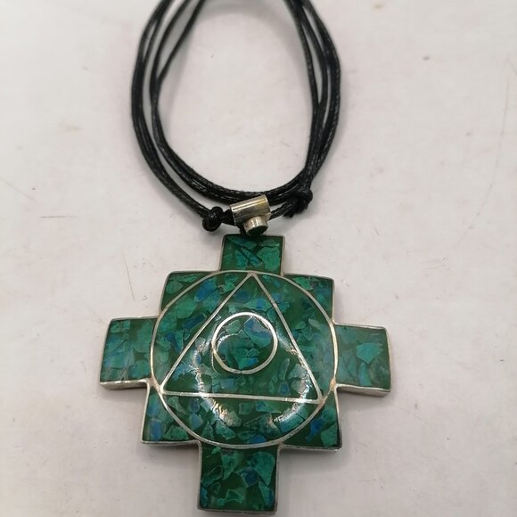 Unisex Adjustable Alpaca Natural Stone Chakana Inca Necklace - Picture 3 of 6